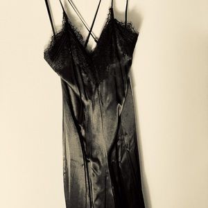 Forever 21 black satin jumpsuit